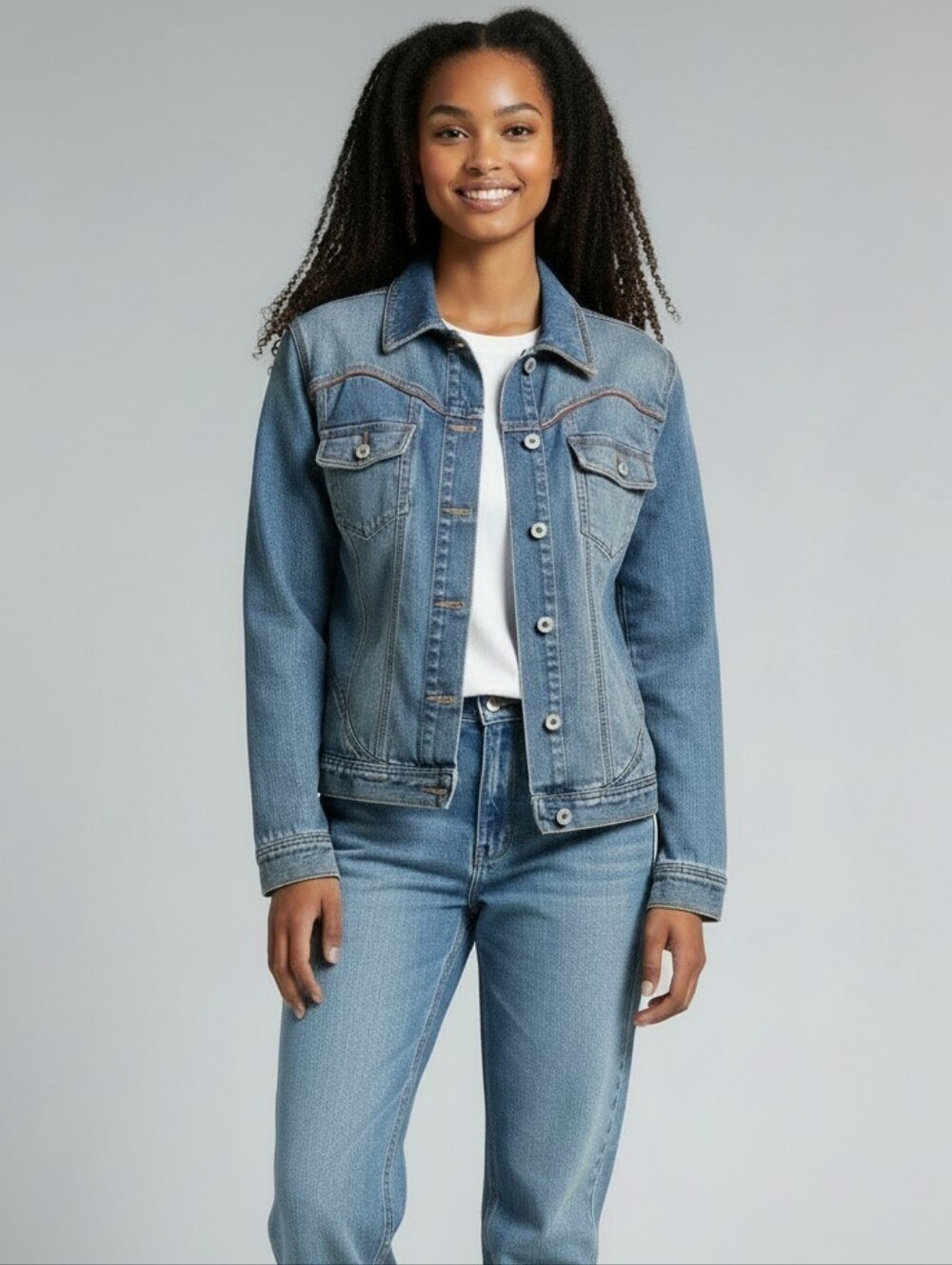 Indigo Palms women's light-wash denim jean jacket - Large